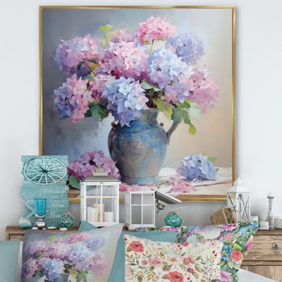 Bouquet d'hortensias tendres dans un doux pastel I - impression