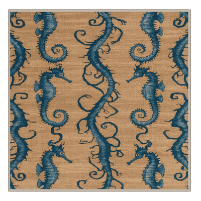 Washable Seahorses Nautical Area Rug