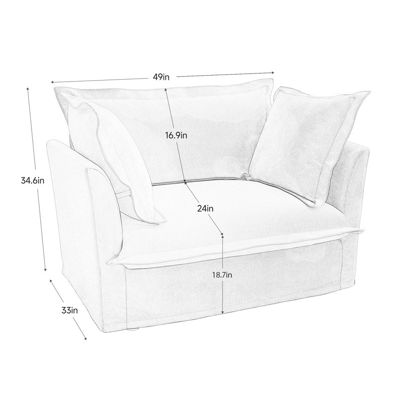 Canapé simple à assise profonde et confortable, Chenille orange