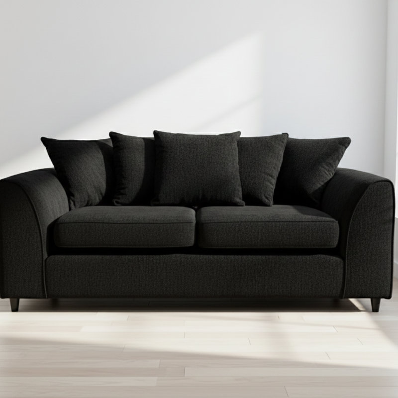 3 Seater Chenille Sofa, Black