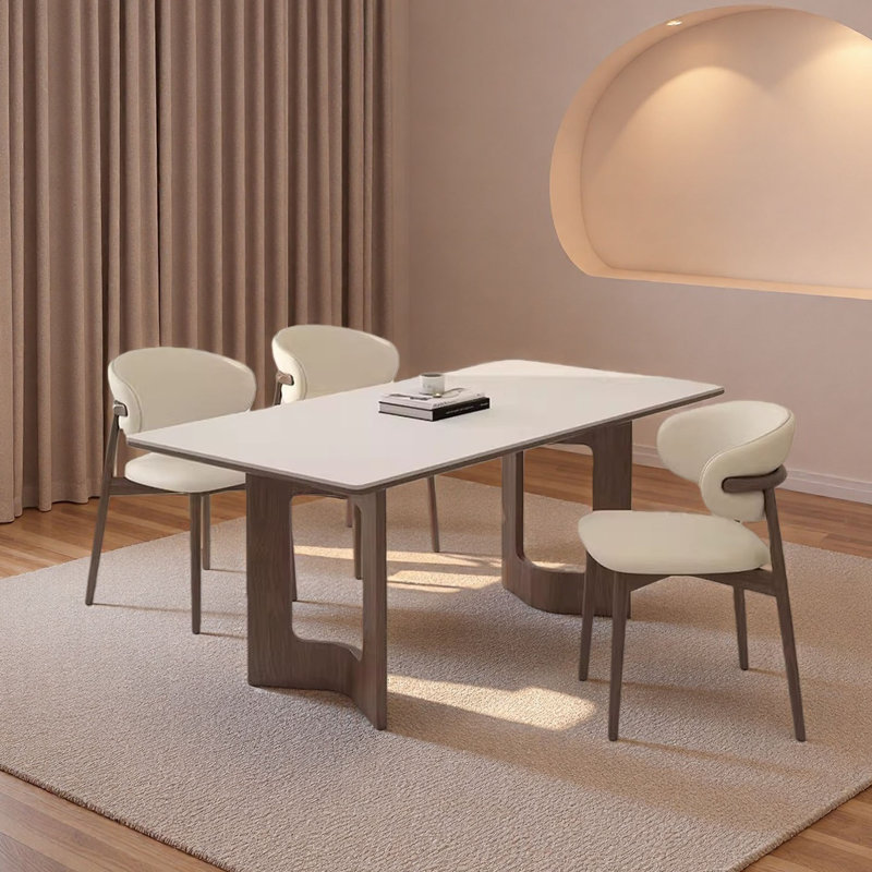 Solid Wood & Rock-Panel Dining Table, 5 Pieces: Table, 4 Chairs, 29.5” H x 55.1” W x 31.5” D