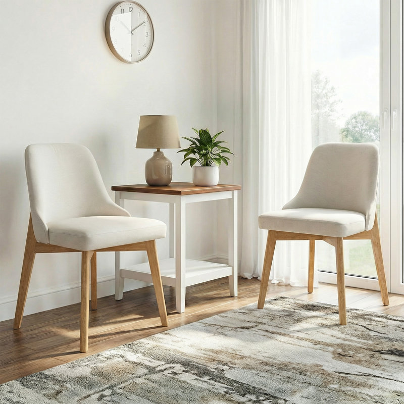 Chaise d'appoint rembourrée avec pieds en bois 32 po H, 2, Bois naturel