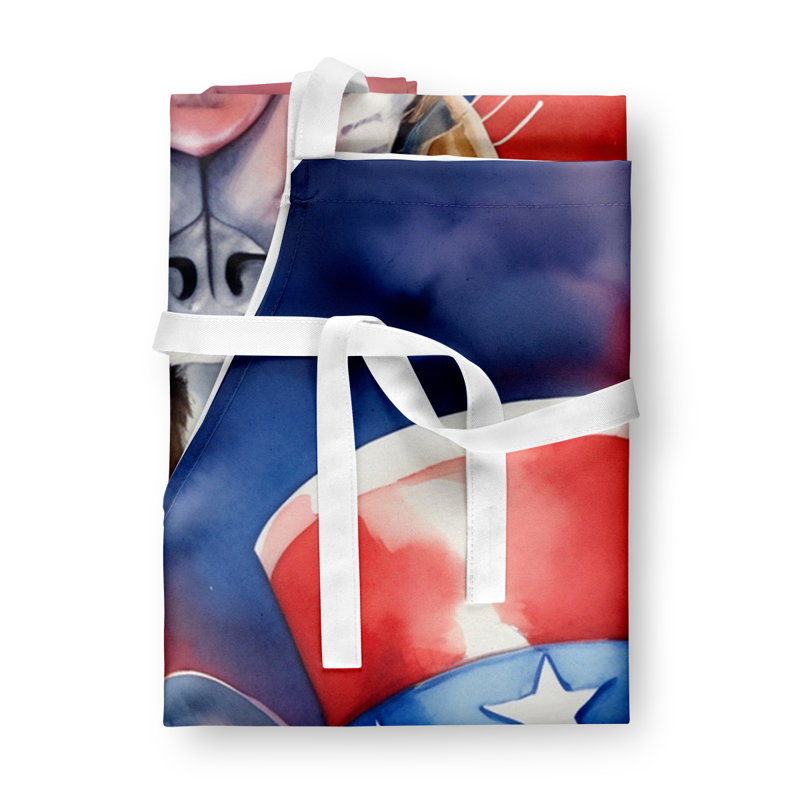 Patriotic American Apron, Brown French Bulldog
