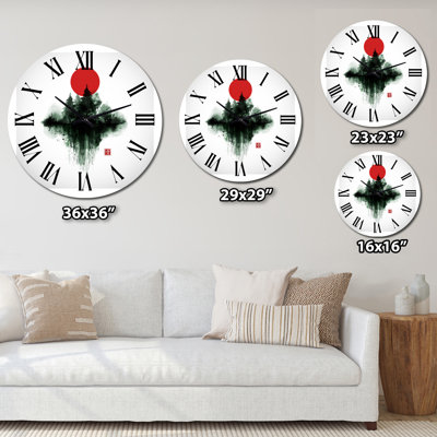 Lune rouge japonaise en somme traditionnelle - Peinture II - Horloge murale traditionnelle
