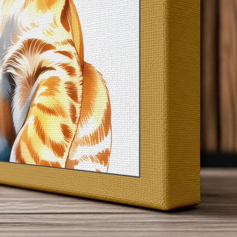 Young Lion Cub Modern - Wrapped Canvas, 36x24 - 91.4 x 61.0 cm, Ochre Border