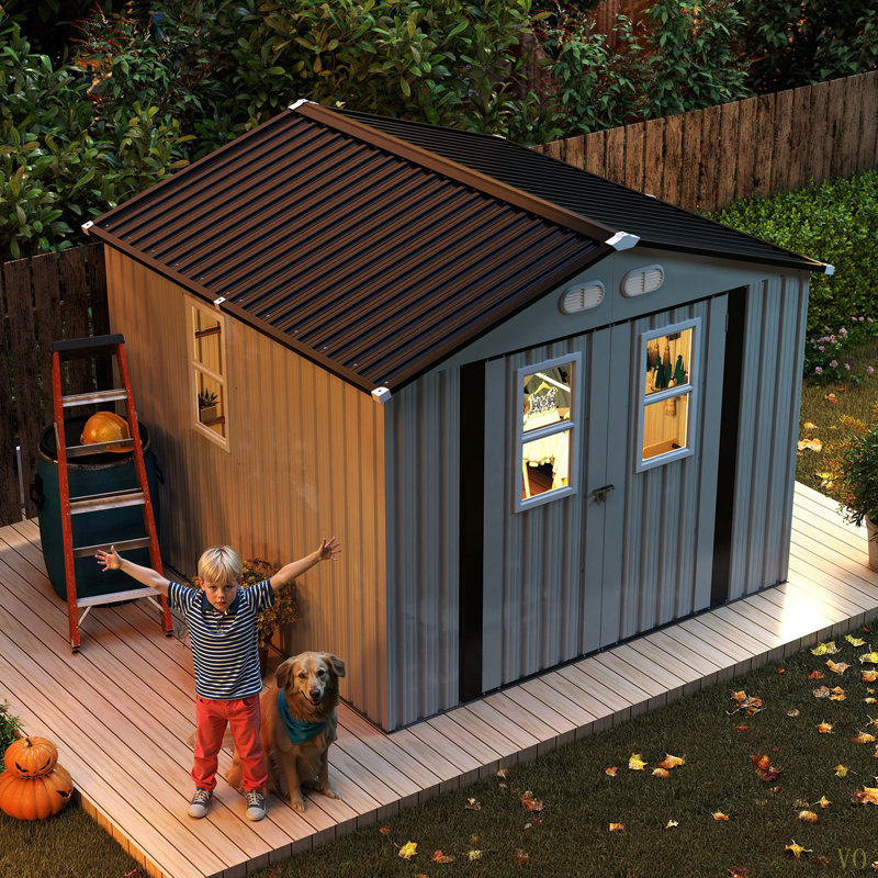 Outdoor Storage Shed, 8X8  Protective Film, Four Daylight Windows Lockable Doors,A Practical And Thoughtful Gift, 8' x 8'