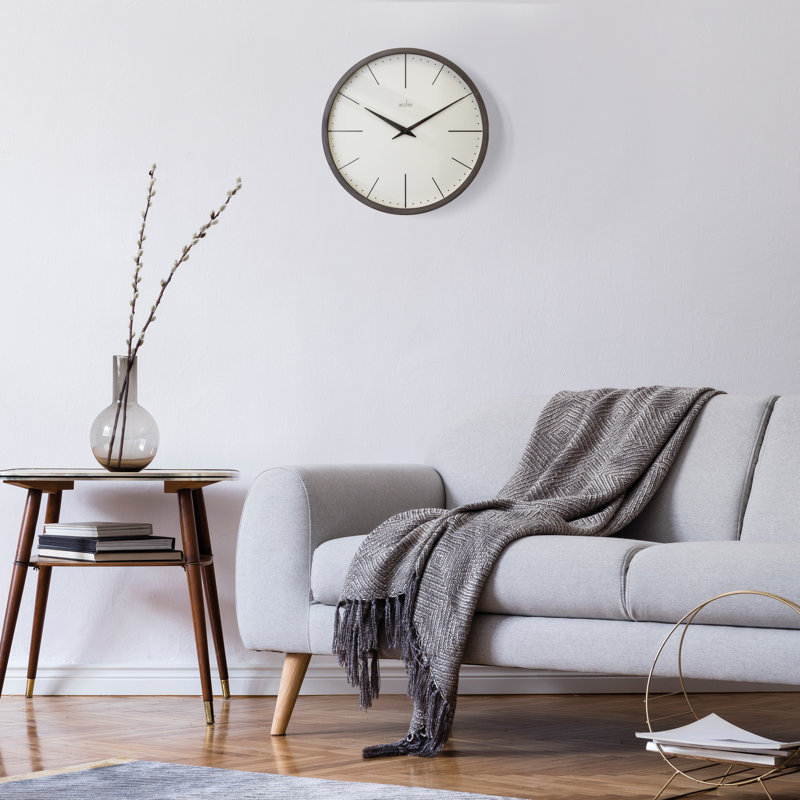 Acctim Leksvik Wall Clock Quartz Minimalist Bent Ash Wood Case Grey 42cm