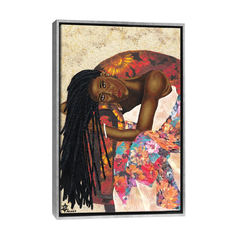« Woman Strong III » par Alonzo Saunders-impression d’art graphique, Toile avec cadre argenté, Pas de tapis