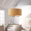 Lustre cylindrique en laiton poli à 5 lumières avec abat-jour en rotin à intensité variable de 22 po Stephane pour salle à manger ou chambre à coucher