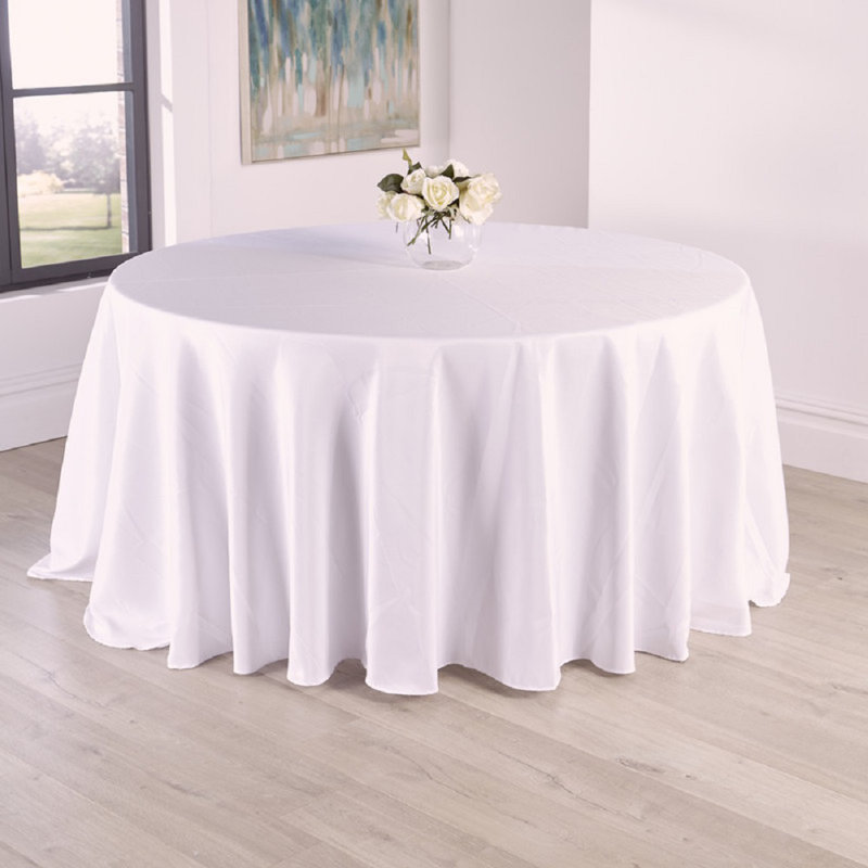 Eusebiu White Round Tablecloth - Premium Wrinkle-Resistant Banquet Cover for Wedding & Event Decor - Polyester