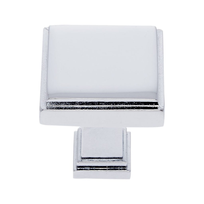 Marquee 1 1/4" Length Square Knob, Polished Chrome