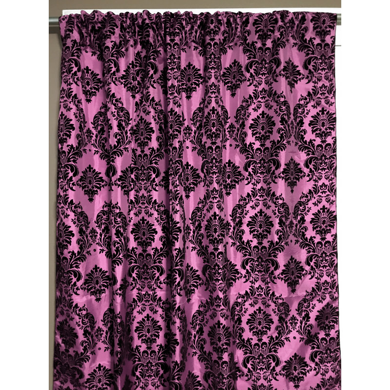 Amboy Semi Sheer Curtain Single Panel, 56" W x 108" L, Black/Pink