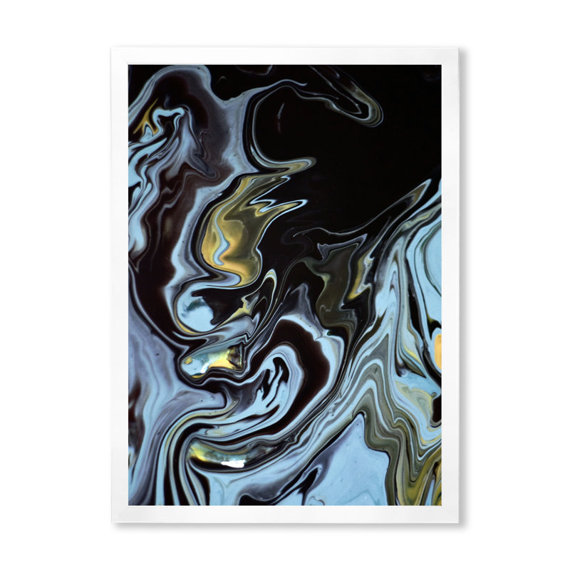«Colorful Colorful Mixed Abstract Fluide», art mural moderne sur toile, Cadre photo blanc, H 44 po x l 34 po x P 1,5 po