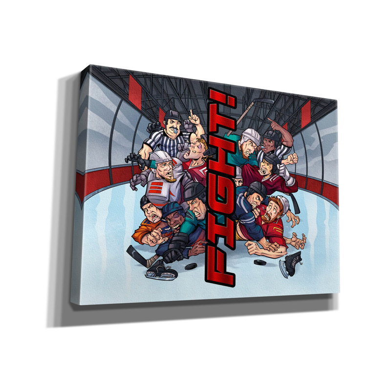 «Lurello Hockey Fight» sur toile de fond, H 40 po x l 54 po x P 1,5 po