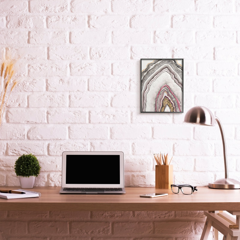 Motif d'arche de roche rose neutre Geode, Giclée encadrée noir minuit, H 14 po x l 11 po