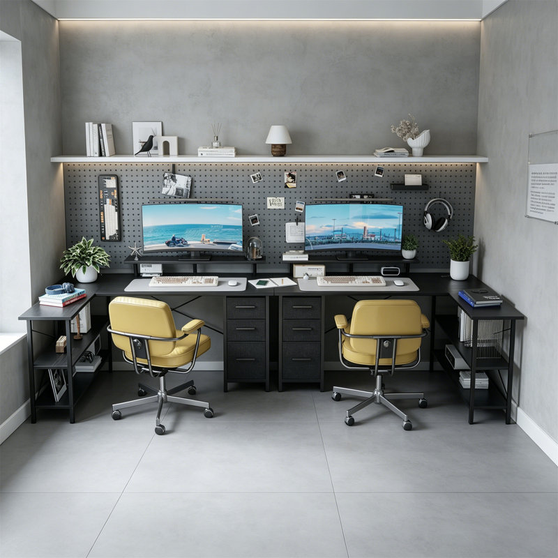 L-Shaped MDF Computer Desk, Black