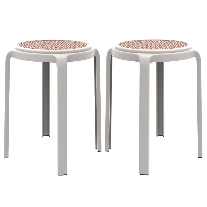 Ensemble de 2 tabourets ronds en plastique empilables Alysoun, Blanc