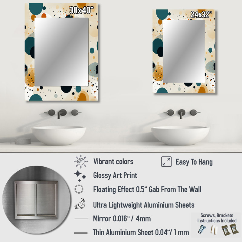 Cranesville Industrial Chic Polka Dots Pattern - Polka dots  Decorative Mirror, Modern Wall Mirror, Printed Metal Art
