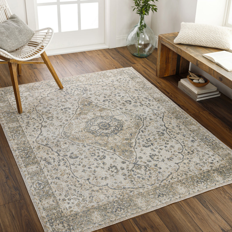 Machine Washable Traditional Boho Camel Area Rug, Rectangle 160 x 213cm
