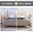 Linen Piano Key Headboard Queen Bed Frame With Solid Wood Legs, No Box Spring Needed, Beige-28691559-28691553