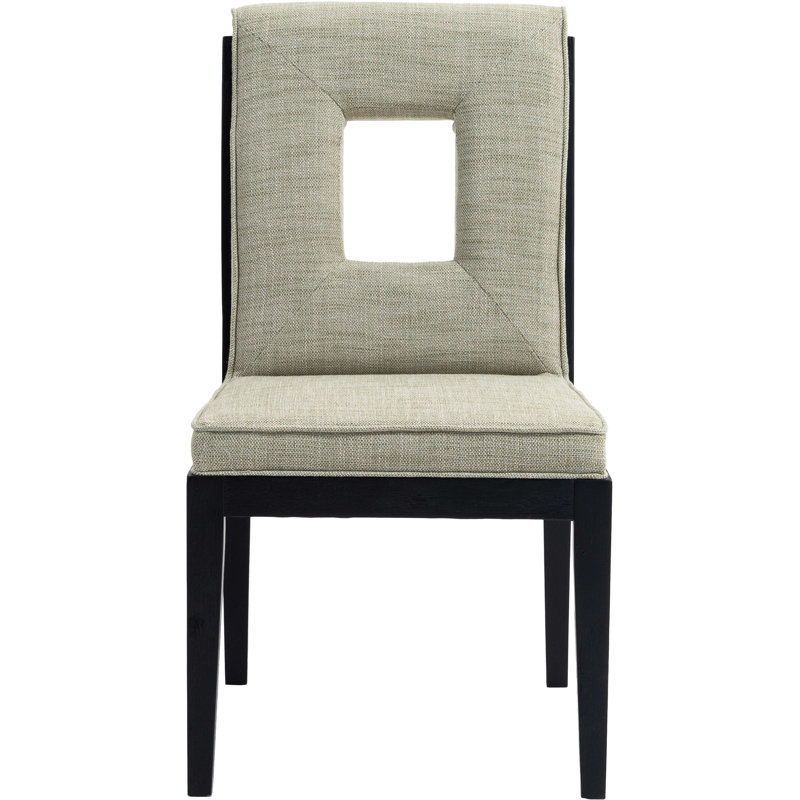 Chaise d'appoint Flore, Tissu texturé en lin vert, Noir