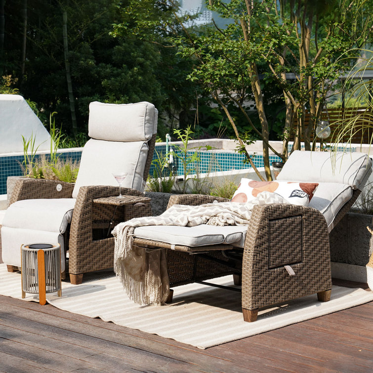 MOOR Weatherproof Outdoor Wicker Recliner with Cushion - Grand Patio