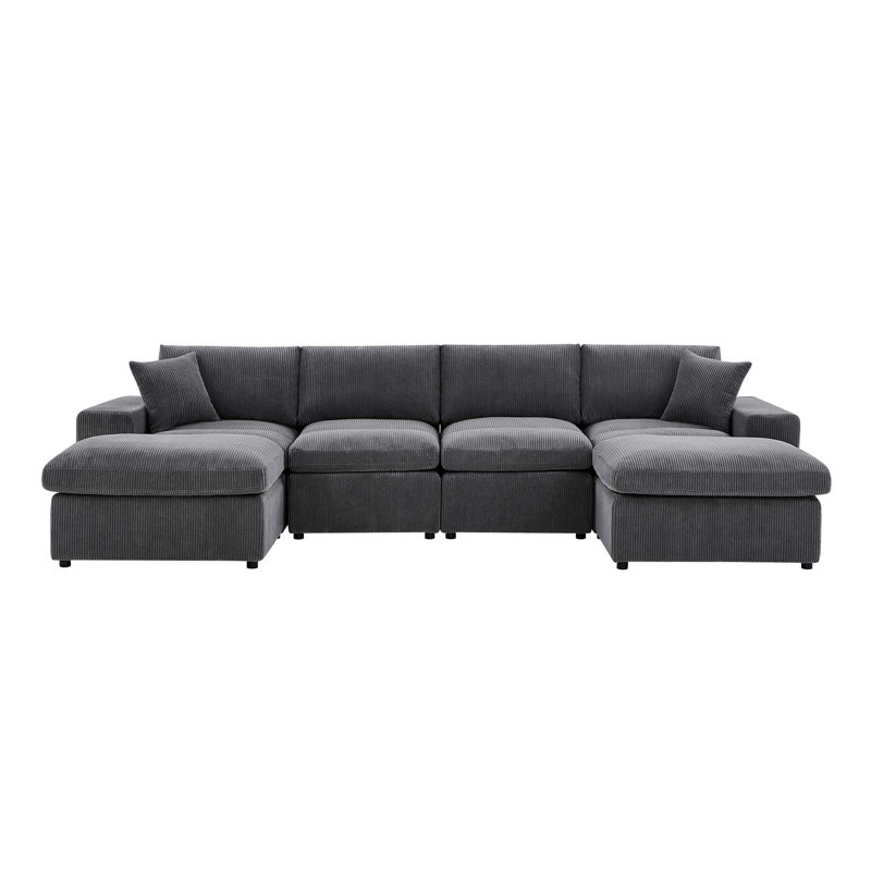 Canapé modulaire symétrique en velours côtelé, Gris foncé
