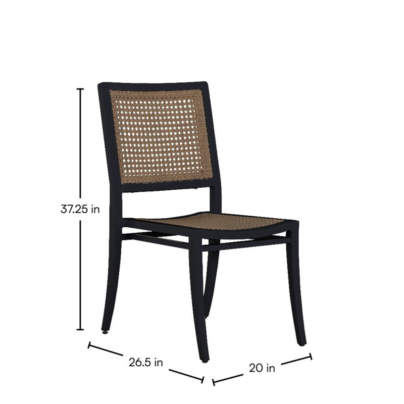 Chaise d'appoint empilable en aluminium et rotin des Bermudes, Sans bourrure + bourre standard, Perle Bali