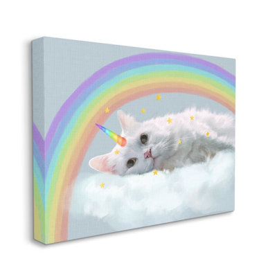 " Rainbow Cloud Fantasy Cat Feline Unicorn In Clouds " by Ziwei Li