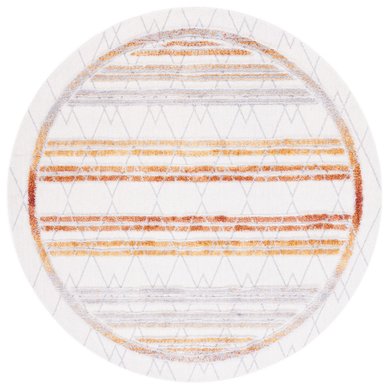 Sheron Performance Striped Rug, Round 6'7"