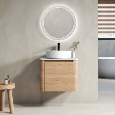 Meuble-lavabo mural avec lavabo d'art en céramique et porte à fermeture en douceur