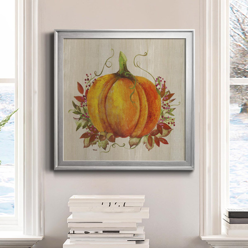 «Pumpkin in Fall», peinture sur toile encadrée, H 30,5 po x l 30,5 po x P 1,5 po, Argent
