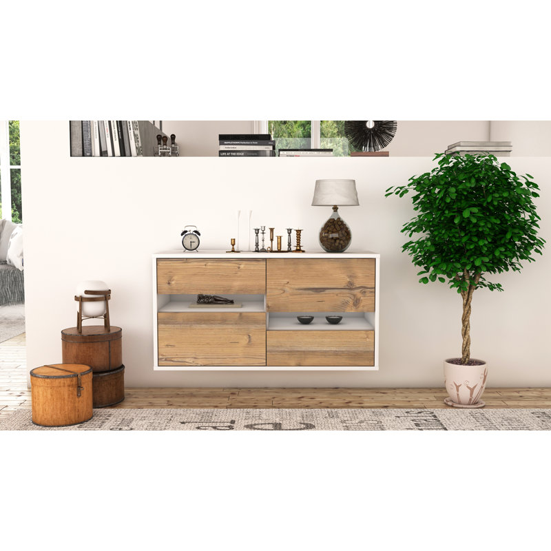 Dorion Unfinished Floating TV Stand, Light Oak