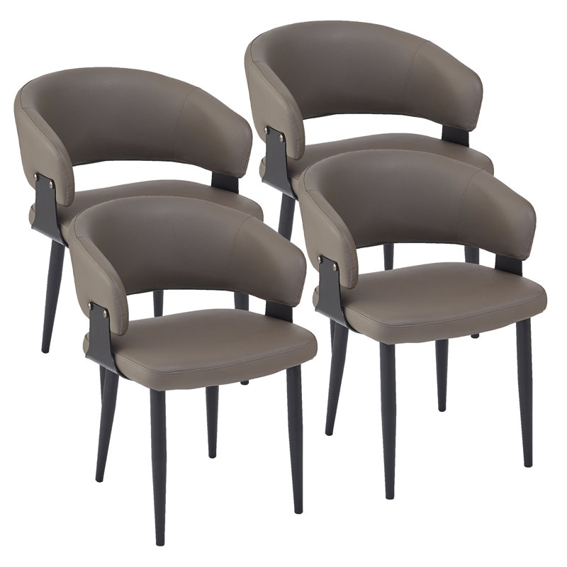 Chaise de salle à manger moderne en similicuir et métal, ensemble de 4, Chaise de salle à manger Modern
