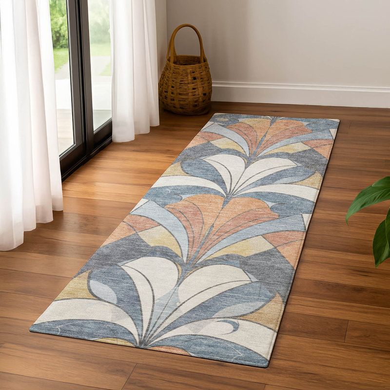 Premium Machine Washable Mayfield modern Rug, Denim, 2'3" x 7'6" Runner