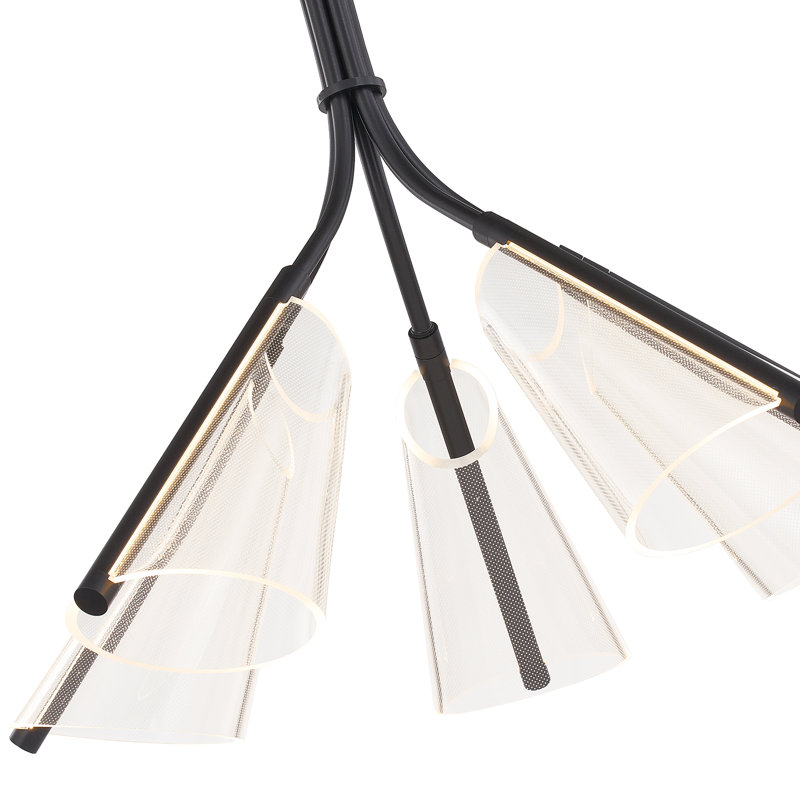 Mulberry 4 - Light LED Chandelier, Black/Light Guide