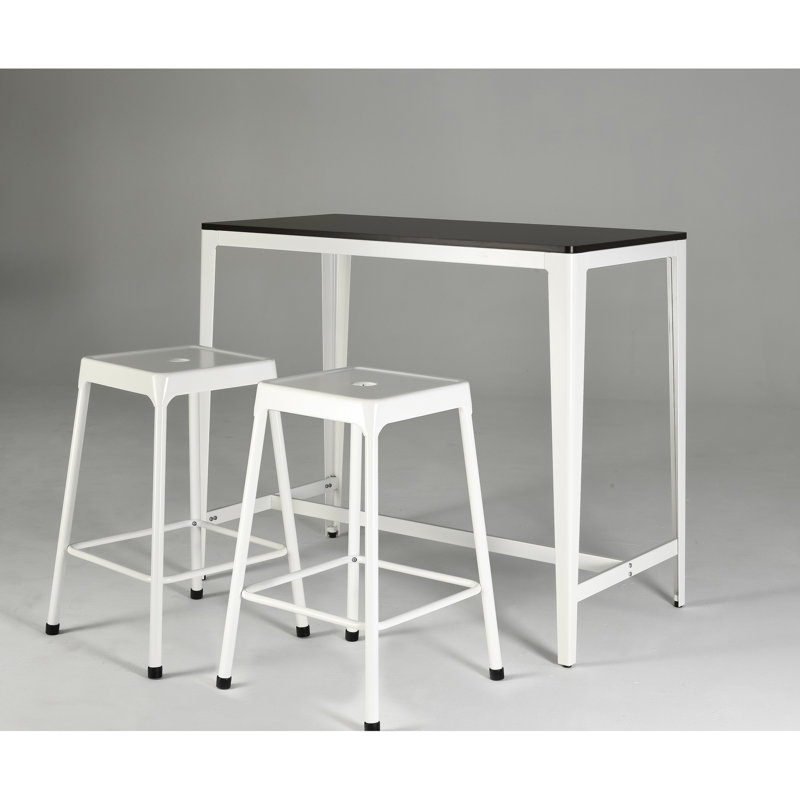 2 tabourets de comptoir en métal - blanc thermolaqué, siège d'aspect moderne