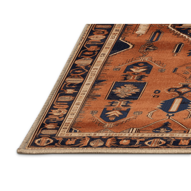 Tapis brun lavable à la machine, Rond 7 pi