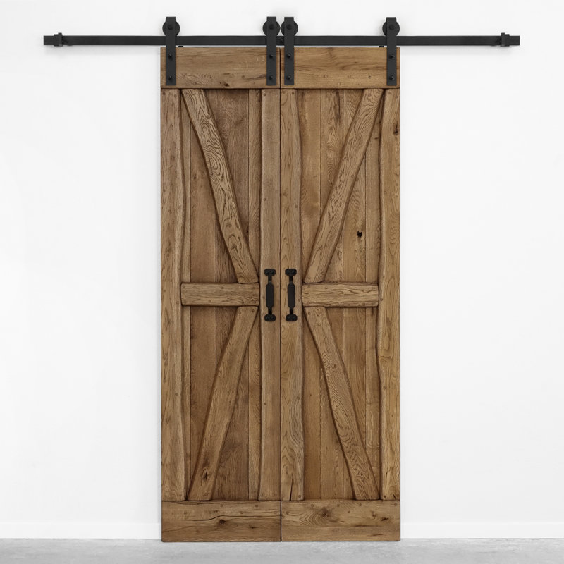 Solid Oak Barn Door Unfinished, Brown;Brown Oil