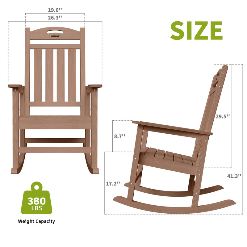 Chaise berçante en PEHD à bascule Adirondack, Teck
