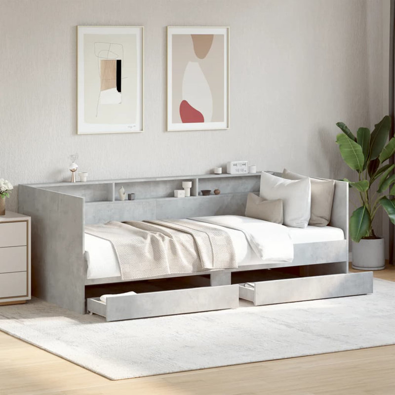 Panaite Daybed With Drawers Concrete Grey, Single (3')