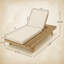 Méridienne pliable en bois d'acacia 2/3 avec dossier réglable et surface de rangement plate, finition noire, non rembourrée, idéale pour la cour, la piscine, le jardin et le patio