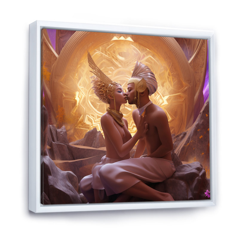 «Divine Love Cosmic Lovers I», reproduction sur toile, H 36 po x l 36 po, Cadre flottant blanc