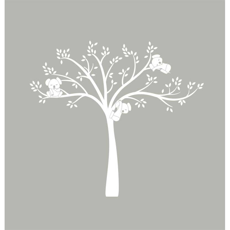 Décalcomanie murale monochrome modern Koala Cuteness, Blanc