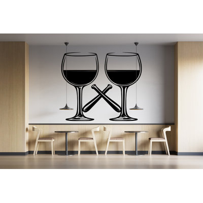 Adhésif décoratif verre à vin Minimal Bar Art Cafe Decor 404Mv