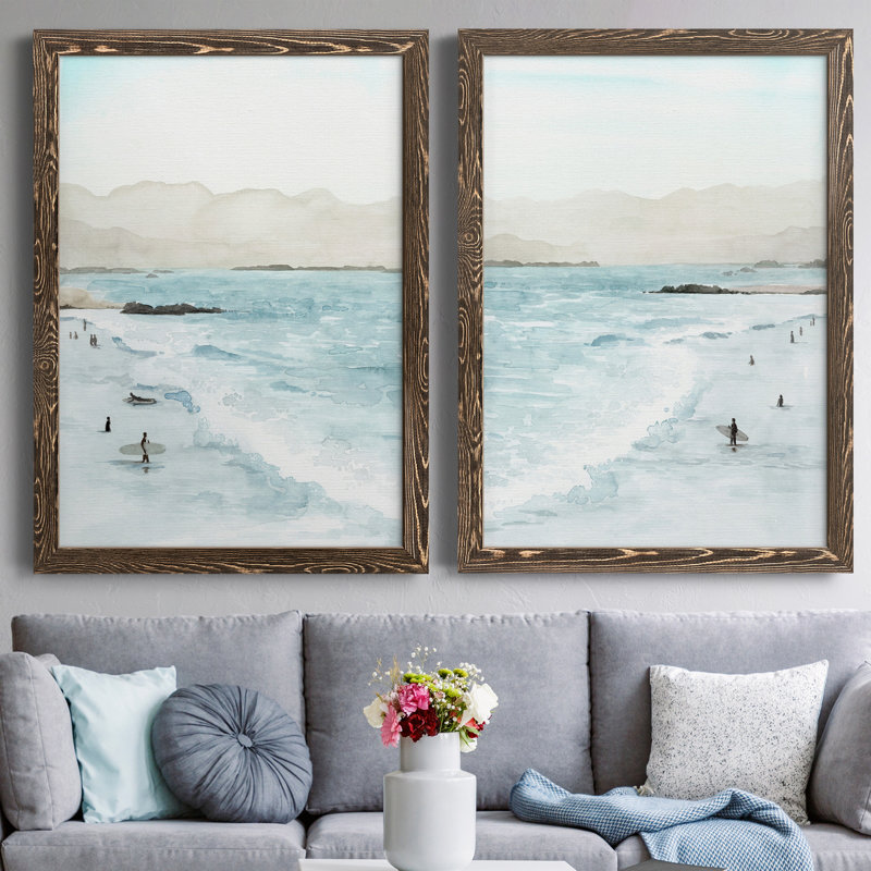 " In The Surf I " 2 - Pieces Painting Print, 37.5" H x 55" W, Walnut