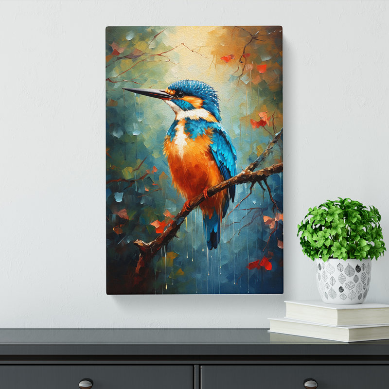 Kingfisher Impressionism No.2 - Wrapped Canvas, 50cm H x 35cm W x 3cm D