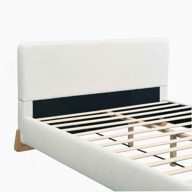 Élégant lit rembourré Boucle, une pièce maîtresse luxueuse et confortable pour un environnement de sommeil tranquille, Blanc