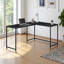 Bureau d'ordinateur en L à finition noire avec pieds en métal noir H 29,89 po x l 57,96 po x P 43,77 po Gosford