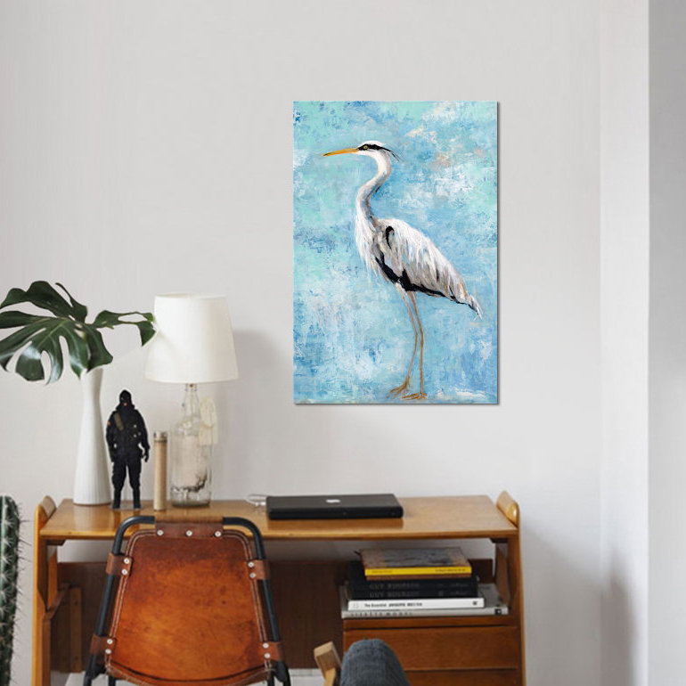 «Hazy Morning Heron II», reproduction sur toile, H 40 po x l 26 po x P 1,5 po, Pas de tapis, Toile tendue